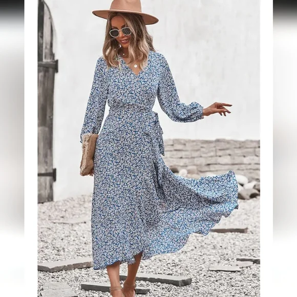 Pretty Garden Vintage Wrap Dress with Tie Front M - Picture 1 of 8